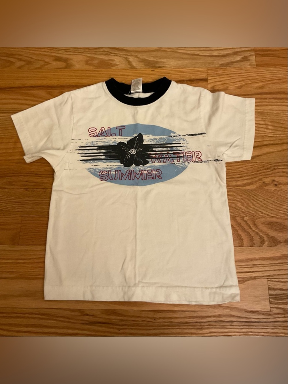 Gymboree White Graphic Tee with Black Collar - Salt Water Summer